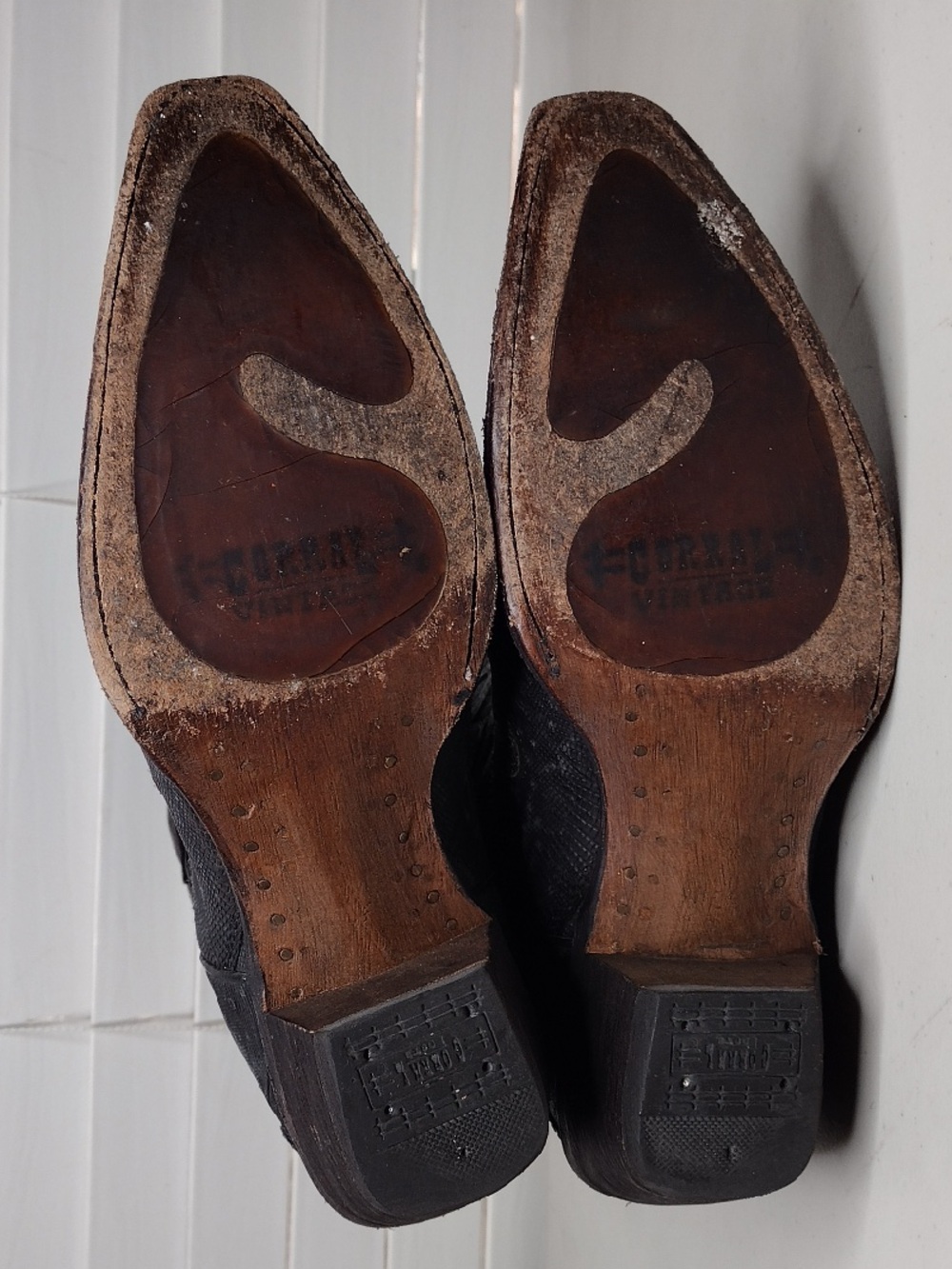 Corral Vintage Sz 7 1/2 Snip Toe Embroidered Scroll Leather Western Boots - Picture 7 of 16